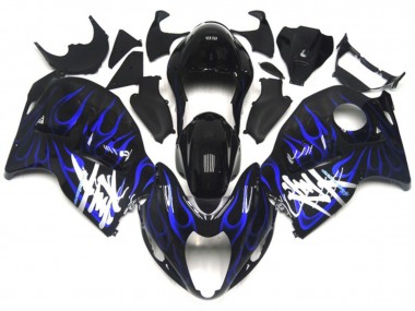 Black with Deep Blue Flame 1997-2007 Suzuki GSXR 1300 Hayabusa Motorcycle Fairing