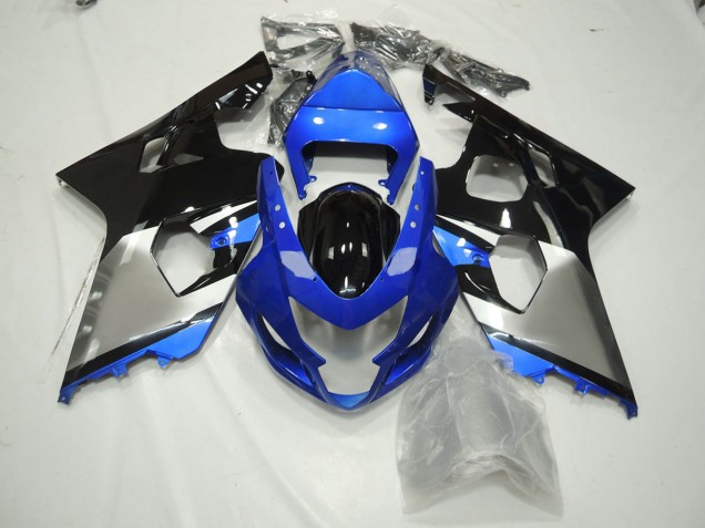 Blue Black and Silver 2004-2005 Suzuki GSXR 600-750 Motorcycle Fairing Blue Black and Silver 2004-2005 Suzuki GSXR 600-750 Motorcycle Fairing