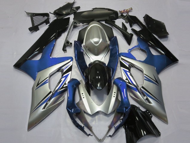 Blue Silver and Black 2005-2006 Suzuki GSXR 1000 Motorcycle Fairing Blue Silver and Black 2005-2006 Suzuki GSXR 1000 Motorcycle Fairing