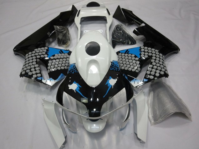 Blue White and Black Splatter 2003-2004 Honda CBR600RR Motorcycle Fairing Blue White and Black Splatter 2003-2004 Honda CBR600RR Motorcycle Fairing