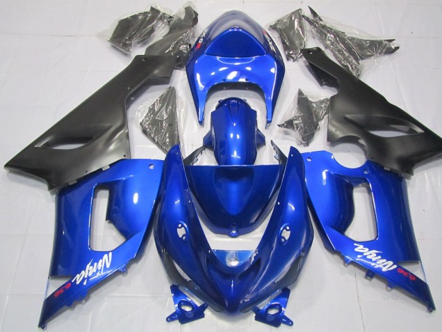 Blue and Black 2005-2006 Kawasaki ZX6R Motorcycle Fairing Blue and Black 2005-2006 Kawasaki ZX6R Motorcycle Fairing