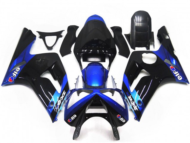 Blue and Gloss Black Elf 2003-2004 Kawasaki ZX6R Motorcycle Fairing Blue and Gloss Black Elf 2003-2004 Kawasaki ZX6R Motorcycle Fairing