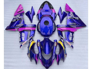 Blue and Pink Trickstar 2004-2005 Kawasaki ZX10R Motorcycle Fairing