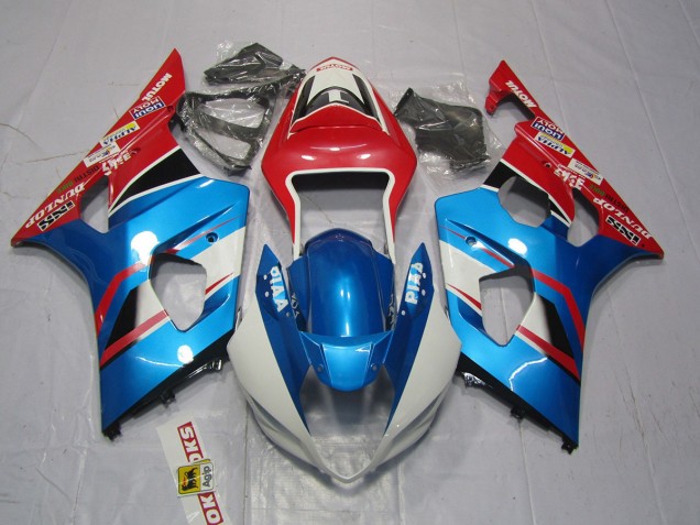 Blue and Red 2003-2004 Suzuki GSXR 1000 Motorcycle Fairing Blue and Red 2003-2004 Suzuki GSXR 1000 Motorcycle Fairing