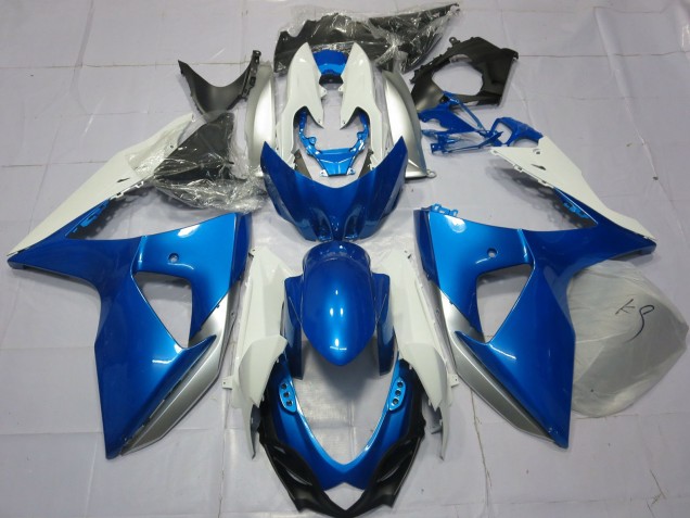 Blue and White 2009-2016 Suzuki GSXR 1000 Motorcycle Fairing Blue and White 2009-2016 Suzuki GSXR 1000 Motorcycle Fairing