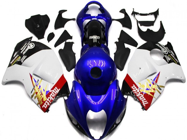 Blue and White Custom Logo 1997-2007 Suzuki GSXR 1300 Hayabusa Motorcycle Fairing Blue and White Custom Logo 1997-2007 Suzuki GSXR 1300 Hayabusa Motorcycle Fairing