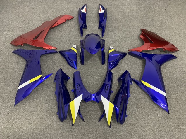Blue with Red Lowers 2011-2024 Suzuki GSXR 600-750 Motorcycle Fairing Blue with Red Lowers 2011-2024 Suzuki GSXR 600-750 Motorcycle Fairing