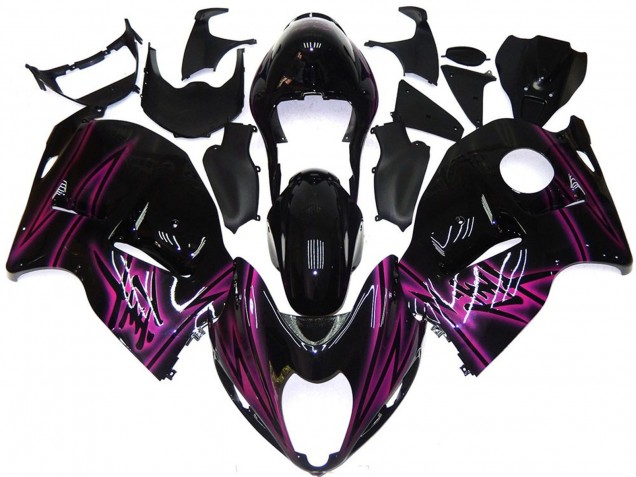 Custom Black Gloss with Pink 1997-2007 Suzuki GSXR 1300 Hayabusa Motorcycle Fairing Custom Black Gloss with Pink 1997-2007 Suzuki GSXR 1300 Hayabusa Motorcycle Fairing