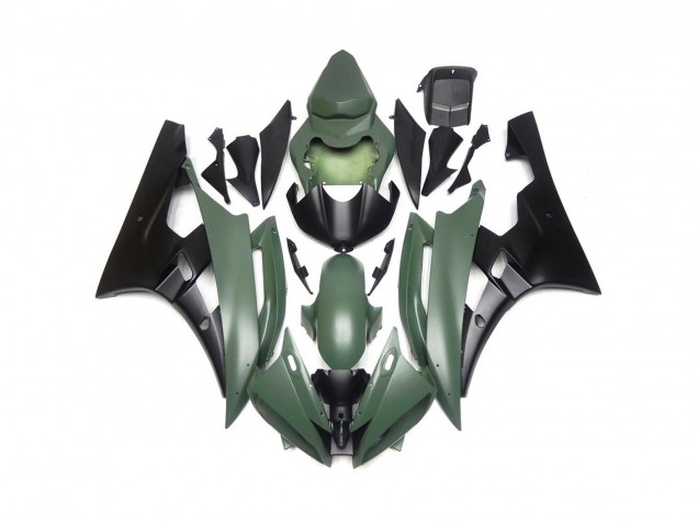 Custom Matte Green and Black 2006-2007 Yamaha R6 Motorcycle Fairing Custom Matte Green and Black 2006-2007 Yamaha R6 Motorcycle Fairing