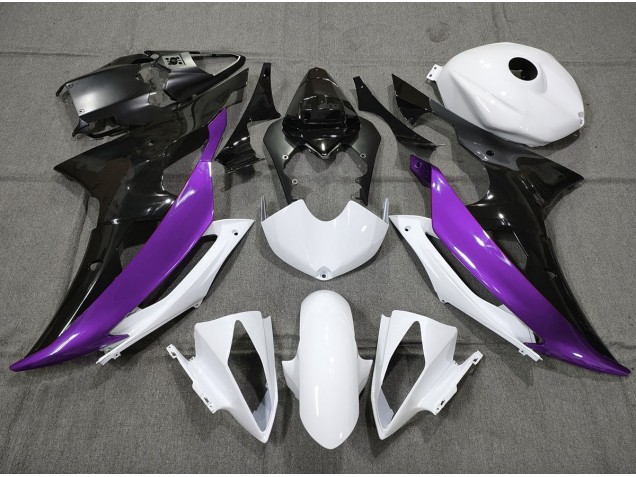 Custom Purple Black and White 2008-2016 Yamaha R6 Motorcycle Fairing Custom Purple Black and White 2008-2016 Yamaha R6 Motorcycle Fairing