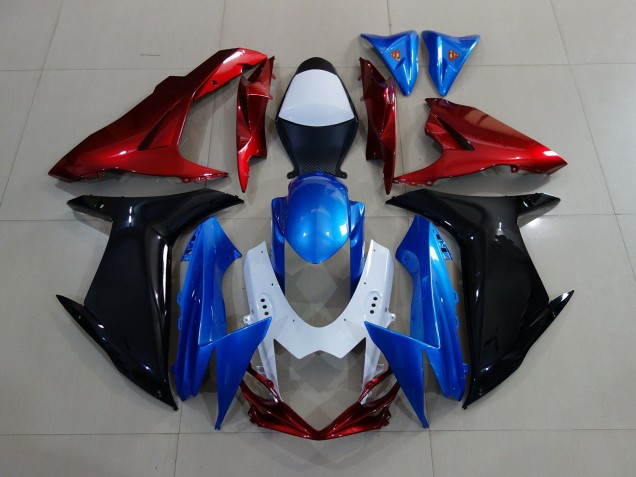 Custom Red Black and Blue 2011-2024 Suzuki GSXR 600-750 Motorcycle Fairing Custom Red Black and Blue 2011-2024 Suzuki GSXR 600-750 Motorcycle Fairing