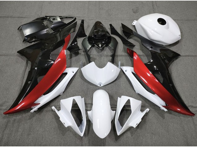 Custom Red Black and White 2008-2016 Yamaha R6 Motorcycle Fairing Custom Red Black and White 2008-2016 Yamaha R6 Motorcycle Fairing
