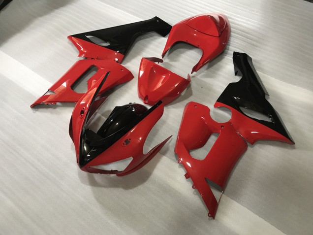 Custom Red and Black 2005-2006 Kawasaki ZX6R Motorcycle Fairing Custom Red and Black 2005-2006 Kawasaki ZX6R Motorcycle Fairing