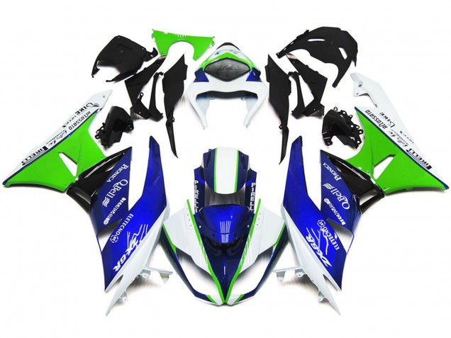 Deep Blue Green and White 2009-2012 Kawasaki ZX6R Motorcycle Fairing Deep Blue Green and White 2009-2012 Kawasaki ZX6R Motorcycle Fairing