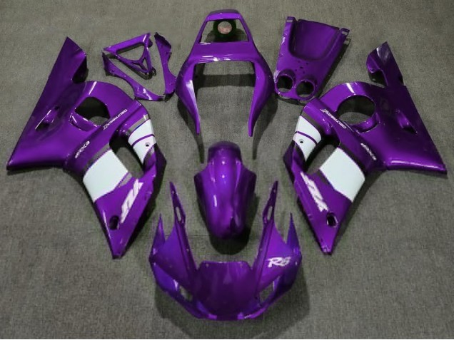 Deep Purple & White 1998-2002 Yamaha R6 Motorcycle Fairing Deep Purple & White 1998-2002 Yamaha R6 Motorcycle Fairing