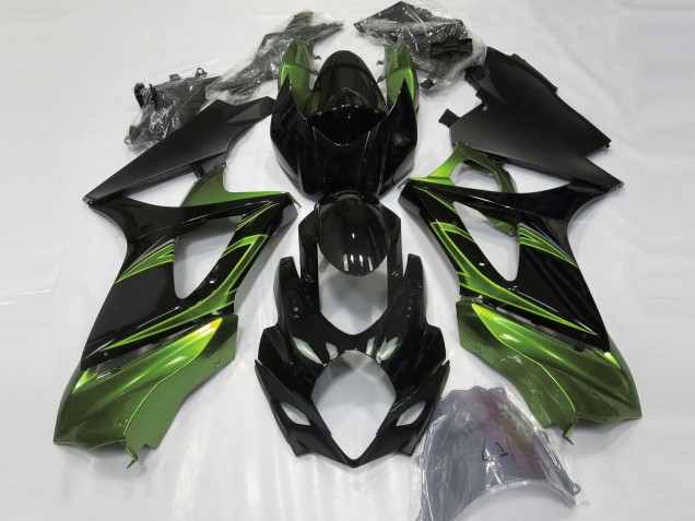 Electric Green and Gloss Black 2007-2008 Suzuki GSXR 1000 Motorcycle Fairing Electric Green and Gloss Black 2007-2008 Suzuki GSXR 1000 Motorcycle Fairing