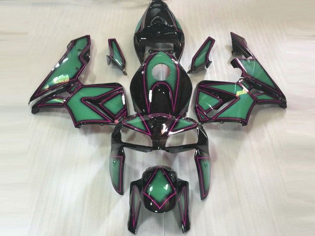 Emerald Green & Pink Outline 2005-2006 Honda CBR600RR Motorcycle Fairing