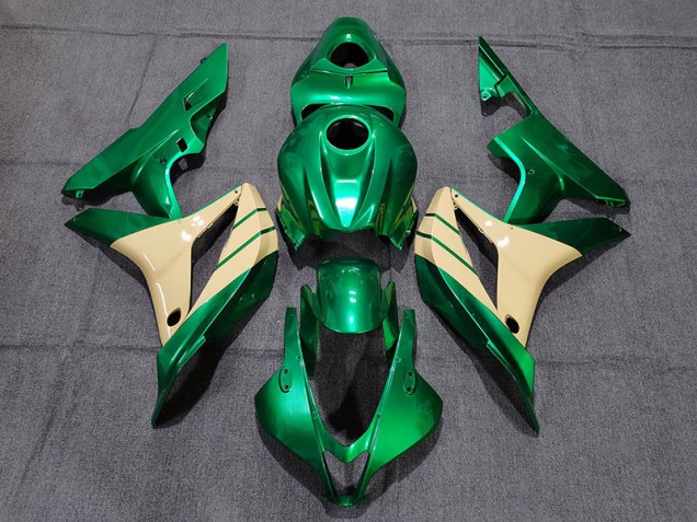 Emerald Green and Tan 2007-2008 Honda CBR600RR Motorcycle Fairing Emerald Green and Tan 2007-2008 Honda CBR600RR Motorcycle Fairing
