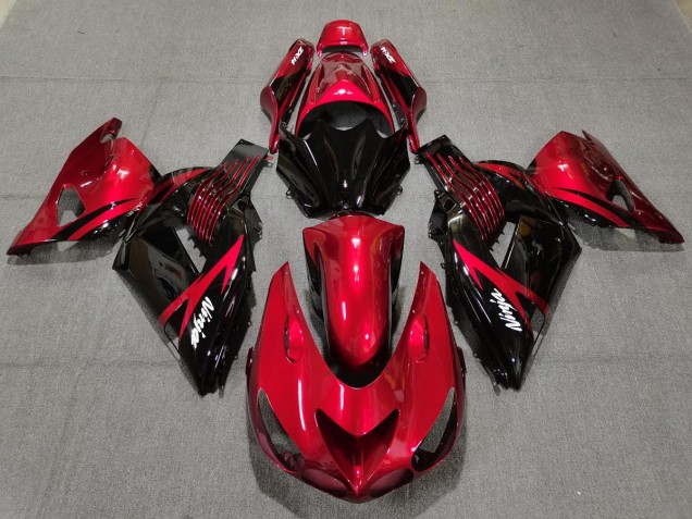 Fire Red and Black 2006-2011 Kawasaki ZX14R Motorcycle Fairing Fire Red and Black 2006-2011 Kawasaki ZX14R Motorcycle Fairing