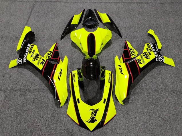 Floro Yellow and Black 2015-2019 Yamaha R1 Motorcycle Fairing Floro Yellow and Black 2015-2019 Yamaha R1 Motorcycle Fairing