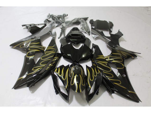 Gloss Black & Flame 2008-2016 Yamaha R6 Motorcycle Fairing Gloss Black & Flame 2008-2016 Yamaha R6 Motorcycle Fairing