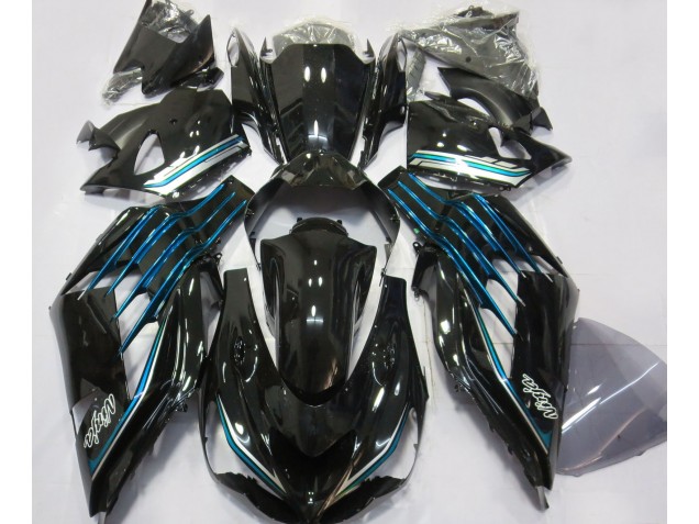 Gloss Black & Light Blue 2012-2021 Kawasaki ZX14R Motorcycle Fairing Gloss Black & Light Blue 2012-2021 Kawasaki ZX14R Motorcycle Fairing