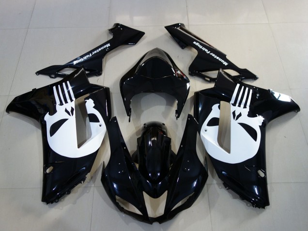Gloss Black & Skull 2007-2008 Kawasaki ZX6R Motorcycle Fairing Gloss Black & Skull 2007-2008 Kawasaki ZX6R Motorcycle Fairing