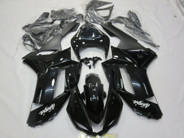 Gloss Black White decal 2007-2008 Kawasaki ZX6R Motorcycle Fairing Gloss Black White decal 2007-2008 Kawasaki ZX6R Motorcycle Fairing