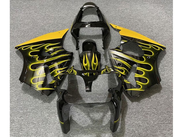 Gloss Black & Yellow Flame 2000-2002 Kawasaki ZX6R Motorcycle Fairing Gloss Black & Yellow Flame 2000-2002 Kawasaki ZX6R Motorcycle Fairing