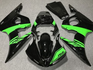Gloss Black and Green 2003-2004 Yamaha R6 Motorcycle Fairing