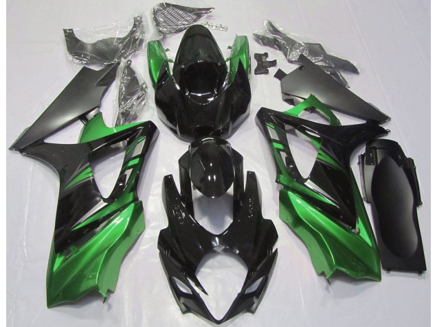 Gloss Black and Green 2007-2008 Suzuki GSXR 1000 Motorcycle Fairing Gloss Black and Green 2007-2008 Suzuki GSXR 1000 Motorcycle Fairing