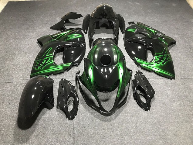 Gloss Black and Green 2008-2020 Suzuki GSXR 1300 Hayabusa Motorcycle Fairing Gloss Black and Green 2008-2020 Suzuki GSXR 1300 Hayabusa Motorcycle Fairing