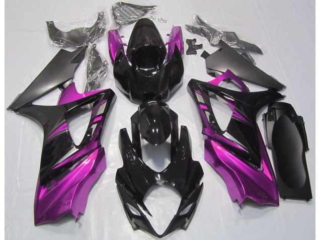 Gloss Black and Pink 2007-2008 Suzuki GSXR 1000 Motorcycle Fairing Gloss Black and Pink 2007-2008 Suzuki GSXR 1000 Motorcycle Fairing