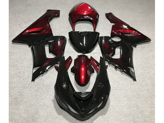Gloss Black and Red 2005-2006 Kawasaki ZX6R Motorcycle Fairing Gloss Black and Red 2005-2006 Kawasaki ZX6R Motorcycle Fairing