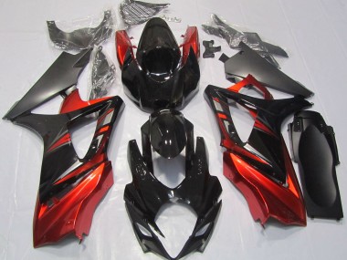Gloss Black and Red 2007-2008 Suzuki GSXR 1000 Motorcycle Fairing