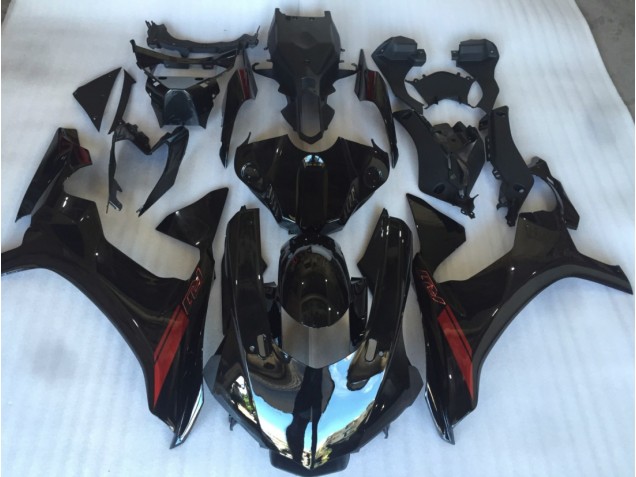 Gloss Black with Red Logo 2015-2019 Yamaha R1 Motorcycle Fairing Gloss Black with Red Logo 2015-2019 Yamaha R1 Motorcycle Fairing