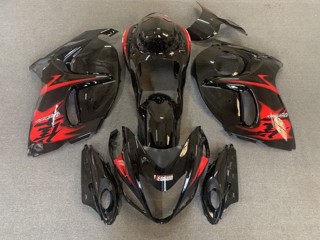Gloss Black with Red Logos 2008-2020 Suzuki GSXR 1300 Hayabusa Motorcycle Fairing Gloss Black with Red Logos 2008-2020 Suzuki GSXR 1300 Hayabusa Motorcycle Fairing