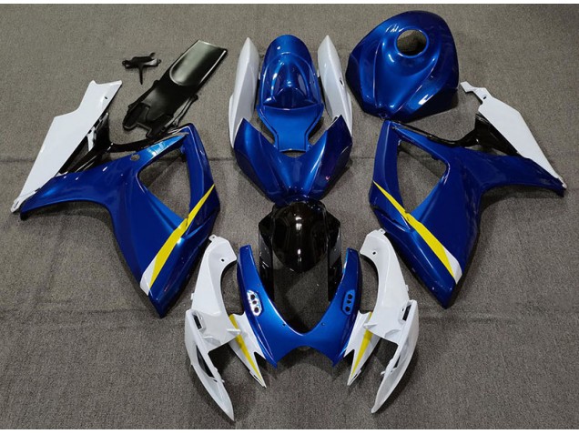 Gloss Blue White and Yellow 2006-2007 Suzuki GSXR 600-750 Motorcycle Fairing Gloss Blue White and Yellow 2006-2007 Suzuki GSXR 600-750 Motorcycle Fairing