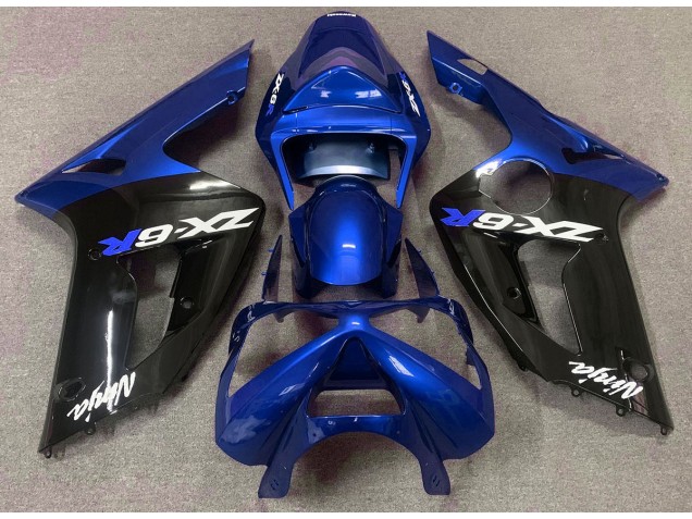 Gloss Blue and Black 2003-2004 Kawasaki ZX6R Motorcycle Fairing Gloss Blue and Black 2003-2004 Kawasaki ZX6R Motorcycle Fairing