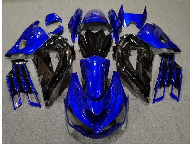 Gloss Blue and Black 2012-2021 Kawasaki ZX14R Motorcycle Fairing Gloss Blue and Black 2012-2021 Kawasaki ZX14R Motorcycle Fairing
