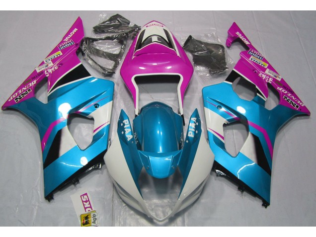 Gloss Blue and Pink 2003-2004 Suzuki GSXR 1000 Motorcycle Fairing Gloss Blue and Pink 2003-2004 Suzuki GSXR 1000 Motorcycle Fairing
