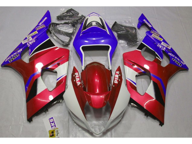 Gloss Candy Red and Blue 2003-2004 Suzuki GSXR 1000 Motorcycle Fairing Gloss Candy Red and Blue 2003-2004 Suzuki GSXR 1000 Motorcycle Fairing