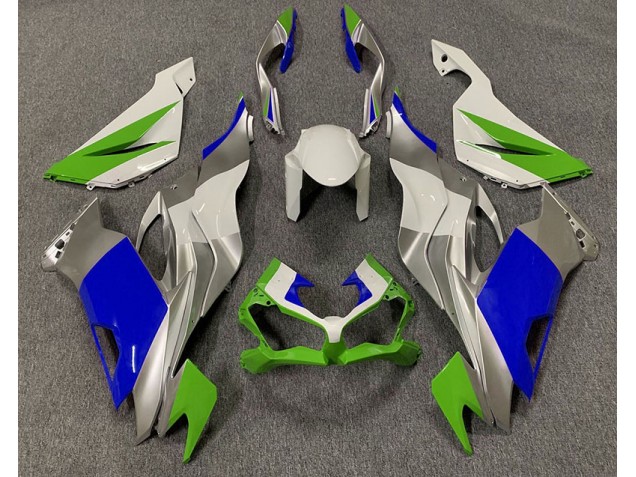 Gloss Green Blue and Silver 2019-2023 Kawasaki ZX6R Motorcycle Fairing Gloss Green Blue and Silver 2019-2023 Kawasaki ZX6R Motorcycle Fairing