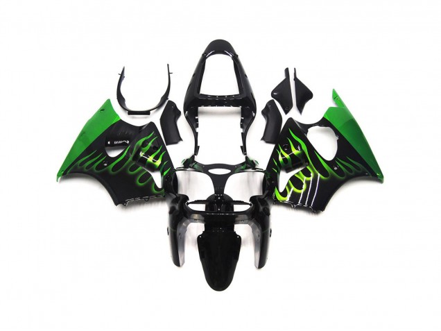 Gloss Green Flame Plain 2000-2002 Kawasaki ZX6R Motorcycle Fairing Gloss Green Flame Plain 2000-2002 Kawasaki ZX6R Motorcycle Fairing