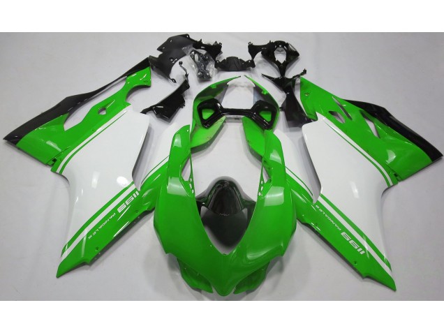 Gloss Green White and Black 2011-2014 Ducati Ducati 1199 Motorcycle Fairing Gloss Green White and Black 2011-2014 Ducati Ducati 1199 Motorcycle Fairing