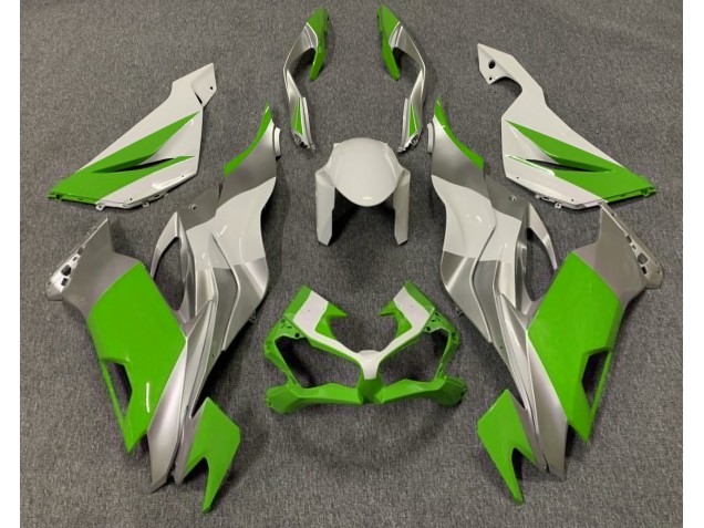 Gloss Green White and Silver 2019-2023 Kawasaki ZX6R Motorcycle Fairing Gloss Green White and Silver 2019-2023 Kawasaki ZX6R Motorcycle Fairing