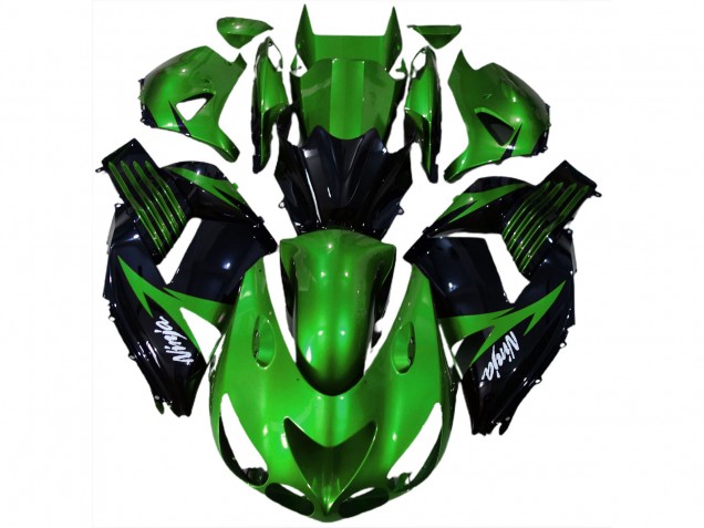 Gloss Green and Black 2006-2011 Kawasaki ZX14R Motorcycle Fairing Gloss Green and Black 2006-2011 Kawasaki ZX14R Motorcycle Fairing