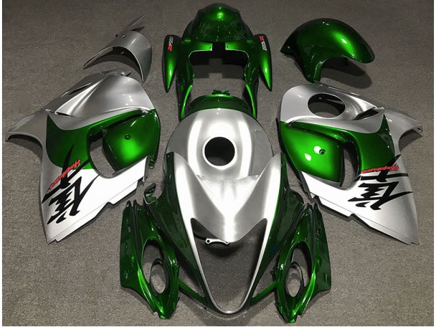 Gloss Green and Silver 2008-2020 Suzuki GSXR 1300 Hayabusa Motorcycle Fairing Gloss Green and Silver 2008-2020 Suzuki GSXR 1300 Hayabusa Motorcycle Fairing