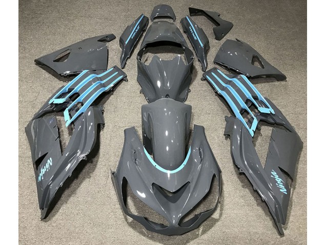 Gloss Grey & Light Blue 2012-2021 Kawasaki ZX14R Motorcycle Fairing Gloss Grey & Light Blue 2012-2021 Kawasaki ZX14R Motorcycle Fairing