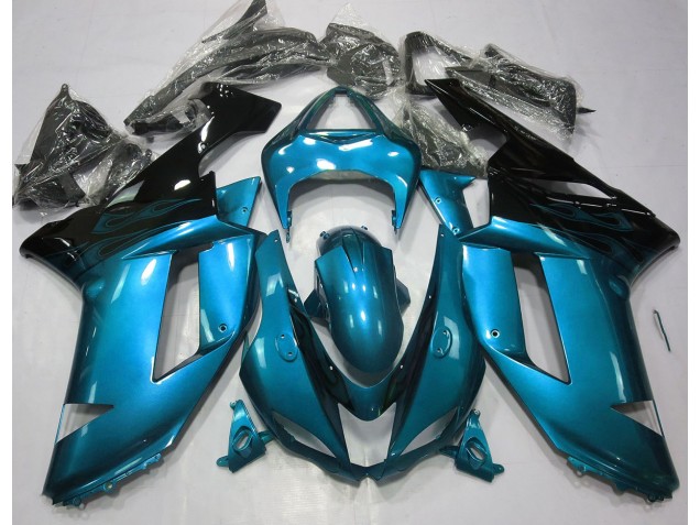 Gloss Light Blue & Black 2007-2008 Kawasaki ZX6R Motorcycle Fairing Gloss Light Blue & Black 2007-2008 Kawasaki ZX6R Motorcycle Fairing